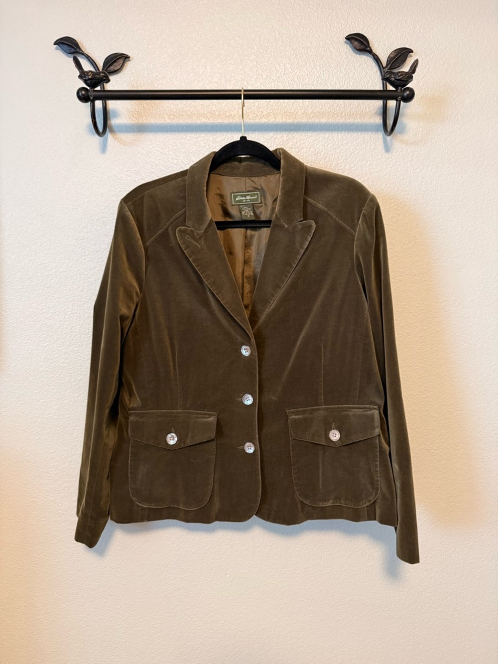 Eddie Bauer Olive Green Velvet Blazer Jacket